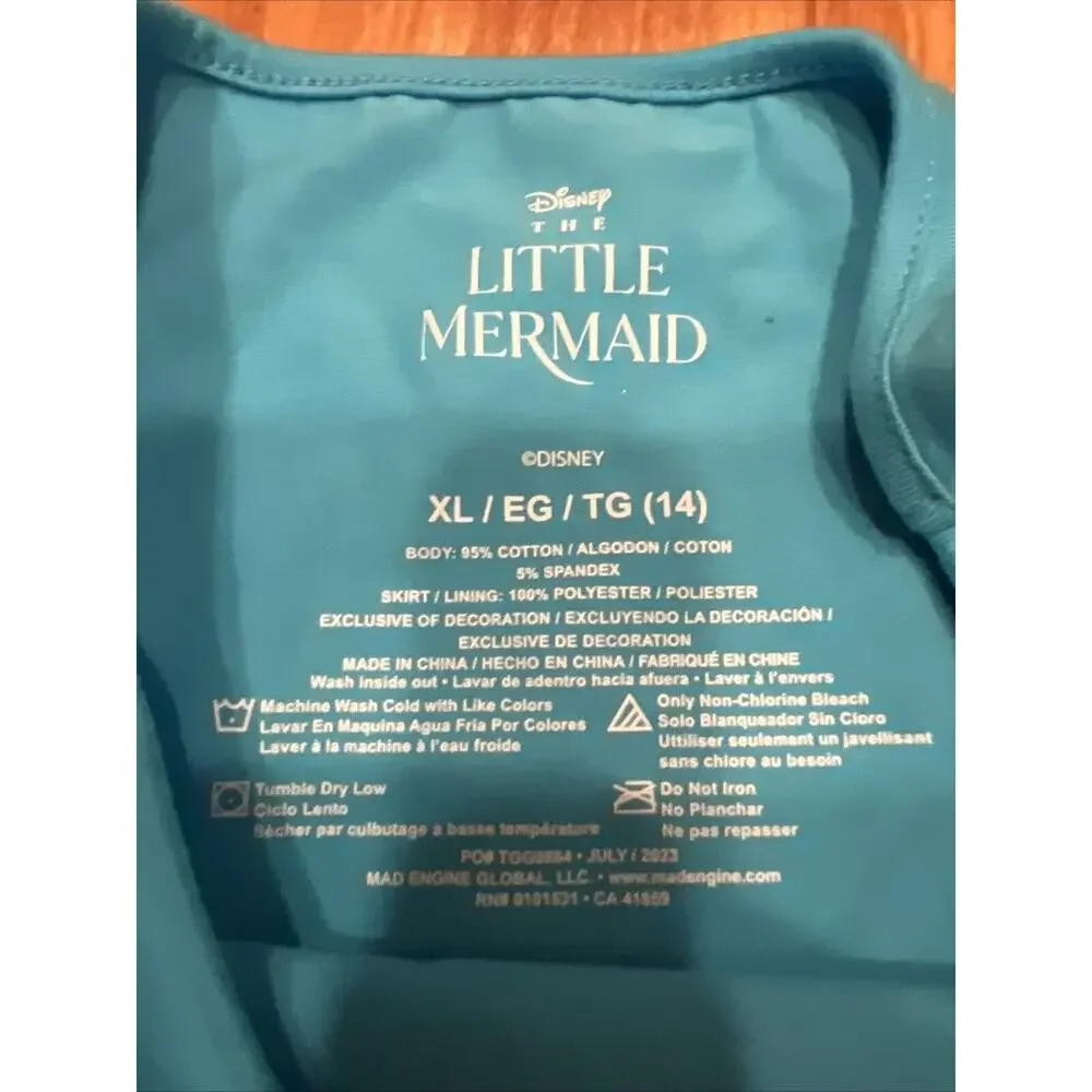 Disney Girls The Little Mermaid Ariel TutuDress - Teal Blue Xl New